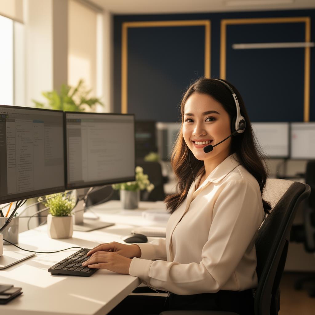 Filipino virtual assistant in professional call center setting